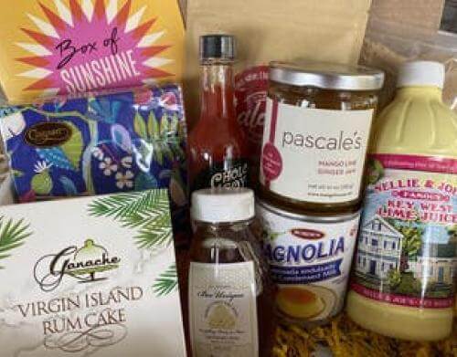 Box filled with local products from The Palm Beaches