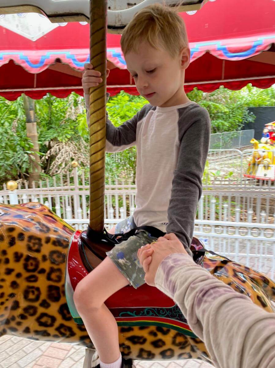 Riding the carousel at the Palm Beach Zoo