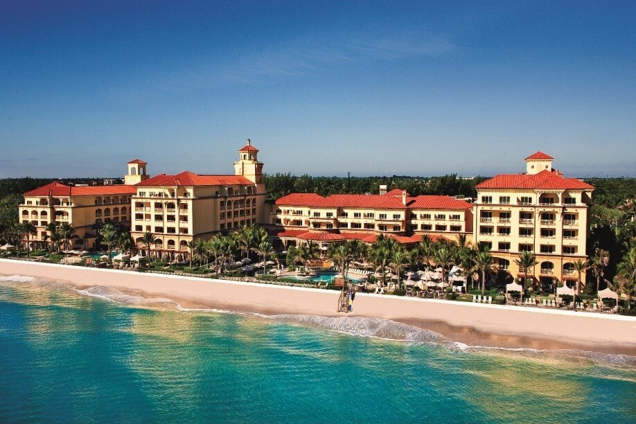 Beach view of the Eau Palm Beach Hotel