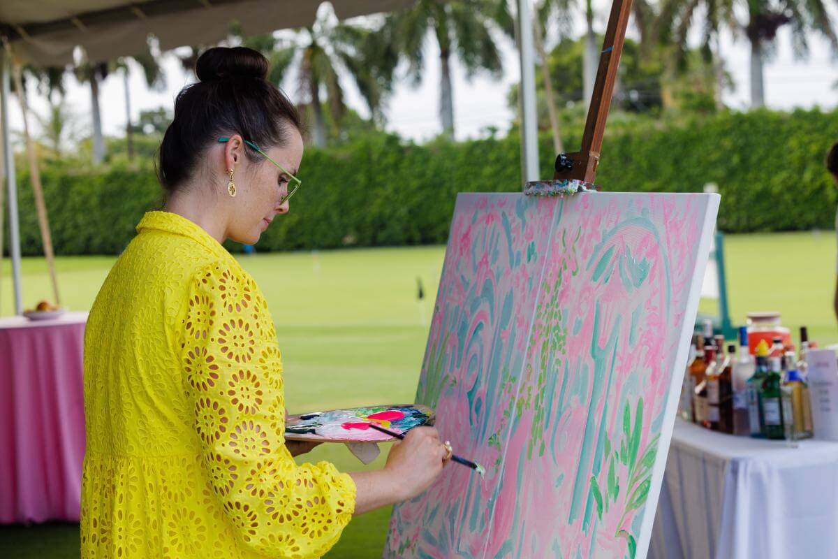 Lady painting at the Pink Retreat