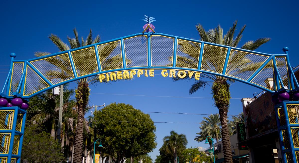 Pineapple Grove archway in Delray Beach