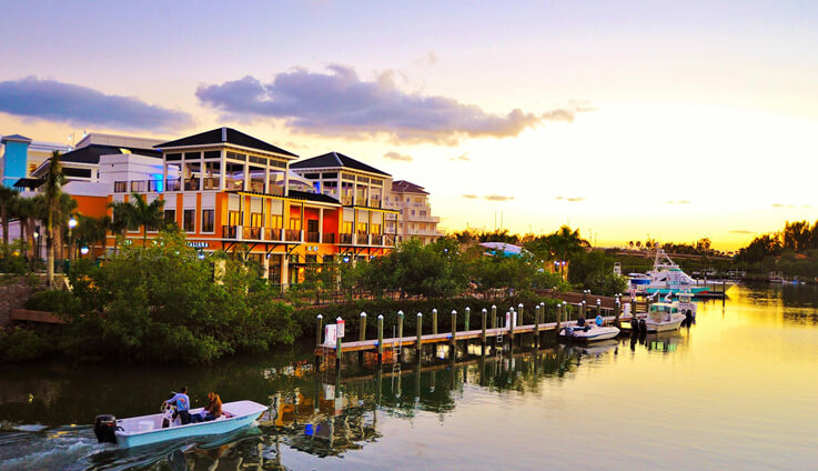 View of Shopping and Dining area Harbourside Place Jupiter Florida
