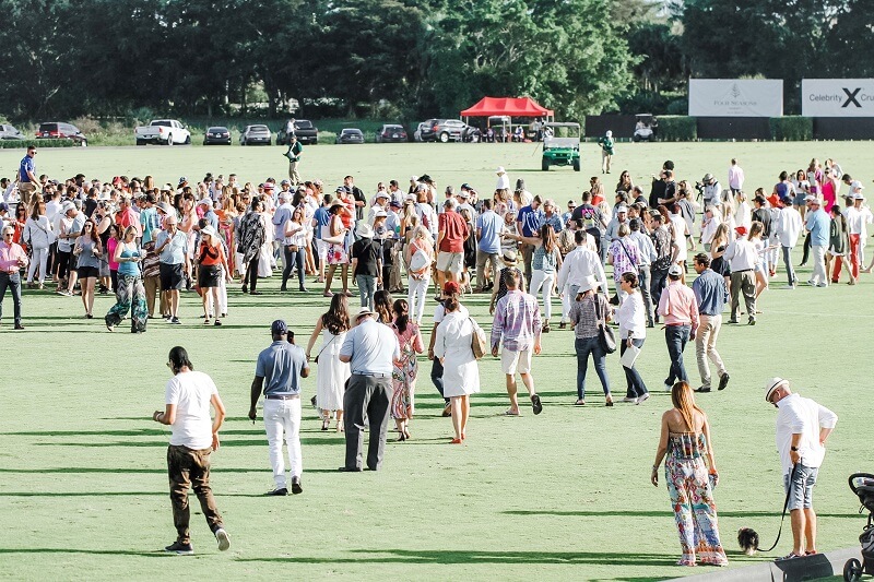 A view of the crowad at a polo match