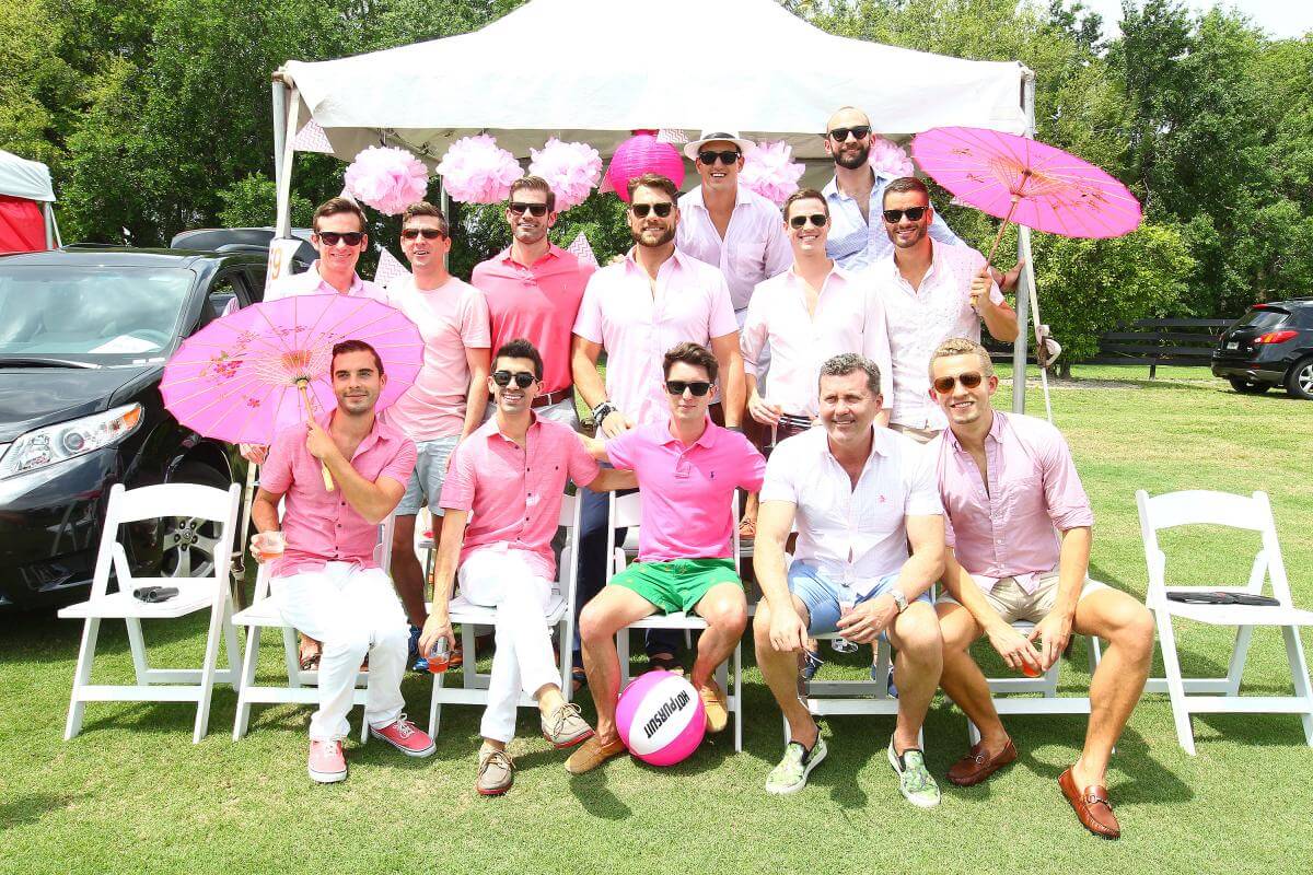 Guys with pink t-shirts at Gay Polo