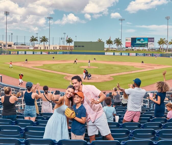 Family taking a selfie at the Ballpark of The Palm Beaches
