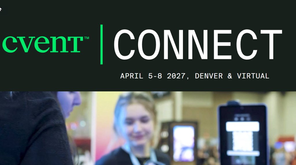 Un banner promocional de la conferencia Cvent Connect en Denver y en formato virtual