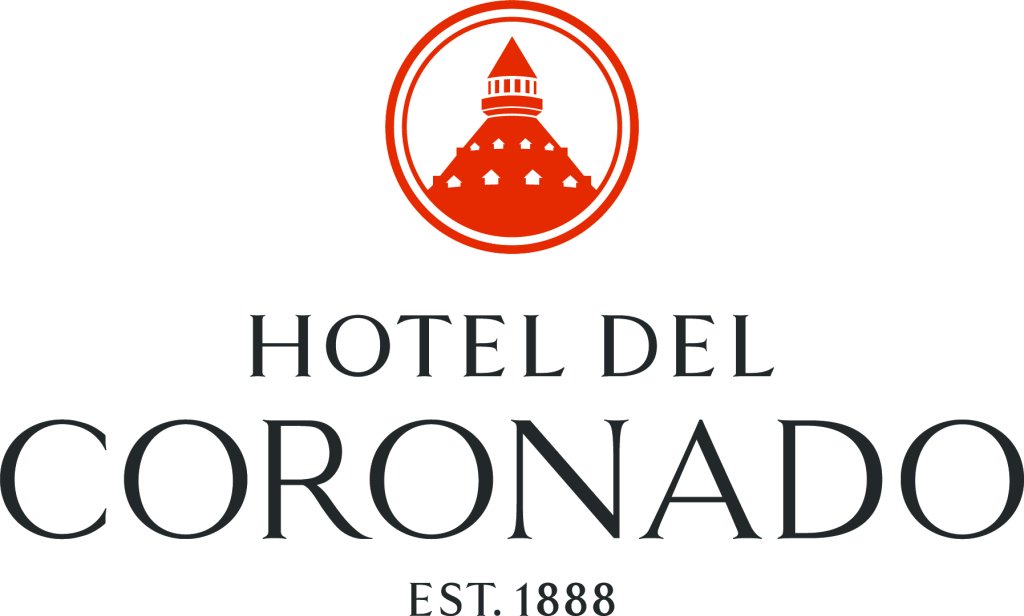 El logotipo del Hotel del Coronado, que presenta un icono de una torreta roja