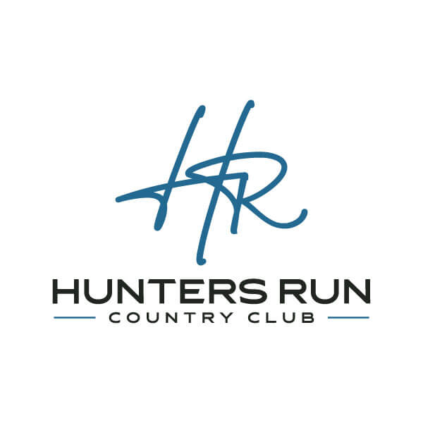 A stylized logo featuring the initials 'HR' in a cursive script, with the text 'HUNTERS RUN COUNTRY CLUB' below