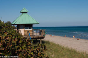 <p>A lifeguard shack, closed for the season, on the beach in Boca Raton, Florida</p>