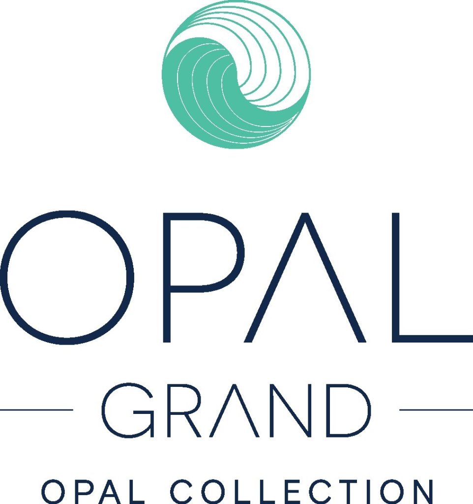 The logo for Opal Grand, featuring a teal wave icon and dark blue text