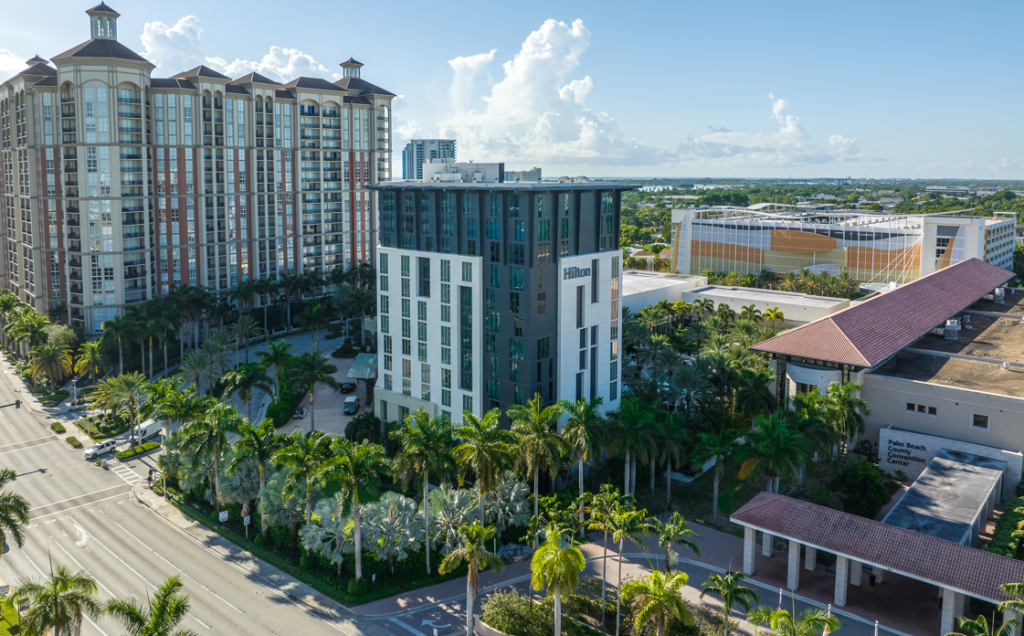 Aerial shot of the Palm Beach County Convention Center 