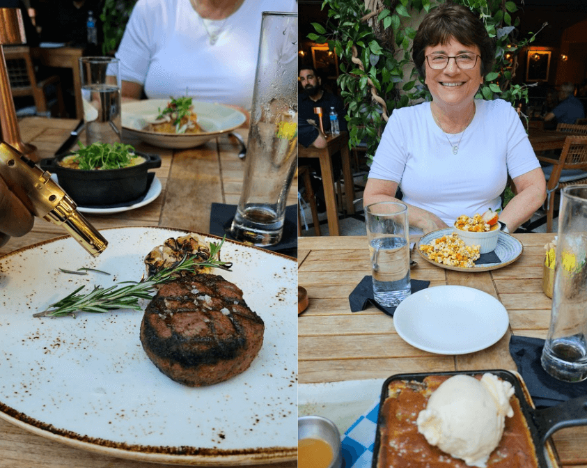 Rosemarie having dinner at Galley