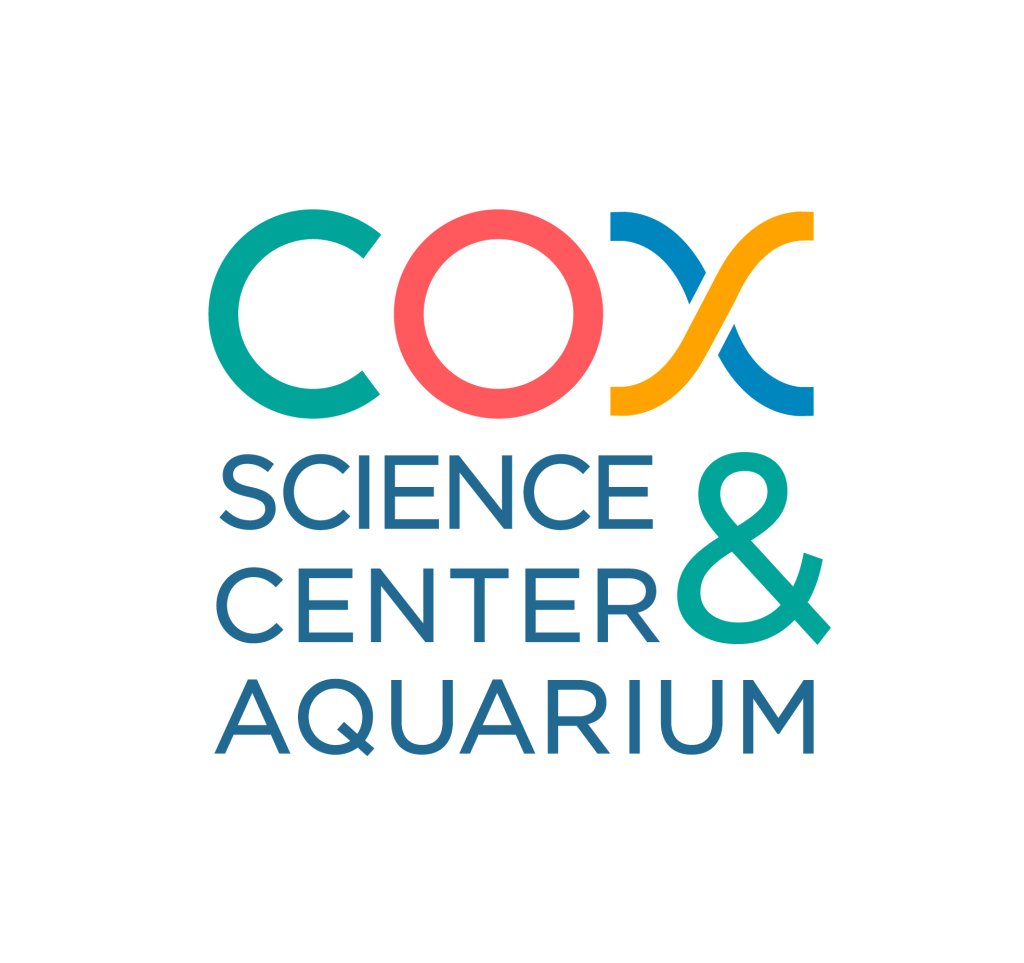 The colorful logo for the Cox Science Center and Aquarium