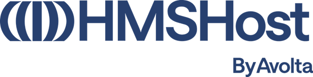 The dark blue logo for HMSHost by Avolta on a white background