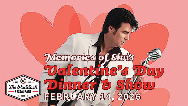 Elvis Presley actúa en una cena y espectáculo con motivo del Día de San Valentín.