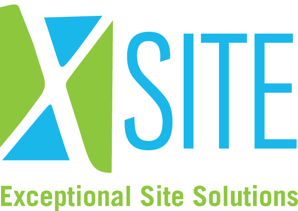 The logo for XSite, featuring stylized text and a green and blue icon
