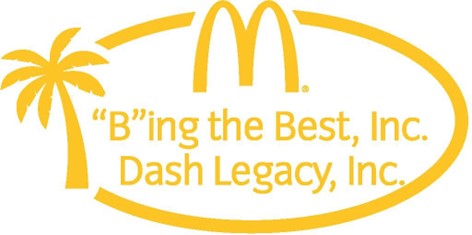Un logo jaune représentant un palmier, l'arche de McDonald's et les noms des entreprises