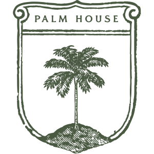 A stylized shield emblem featuring a palm tree on a mound, with the text 'Palm House' above