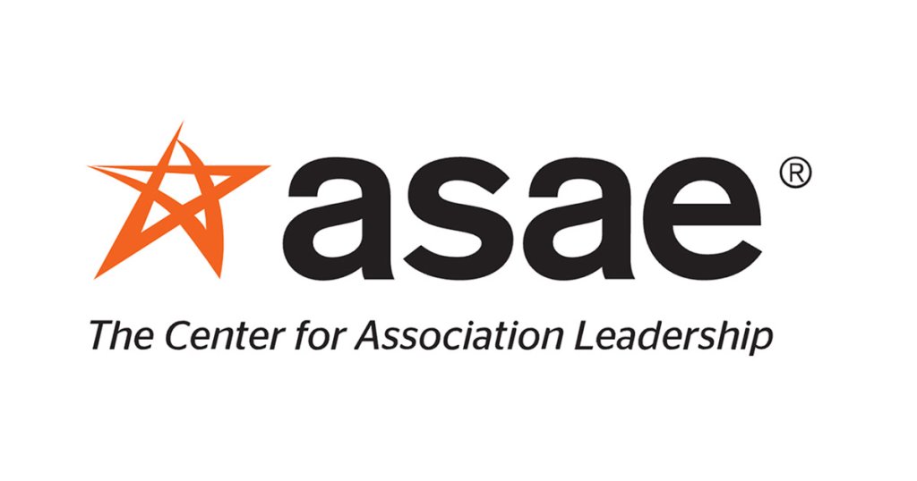 El logotipo de ASAE, el Centro para el Liderazgo Asociativo, que presenta un icono de una estrella naranja