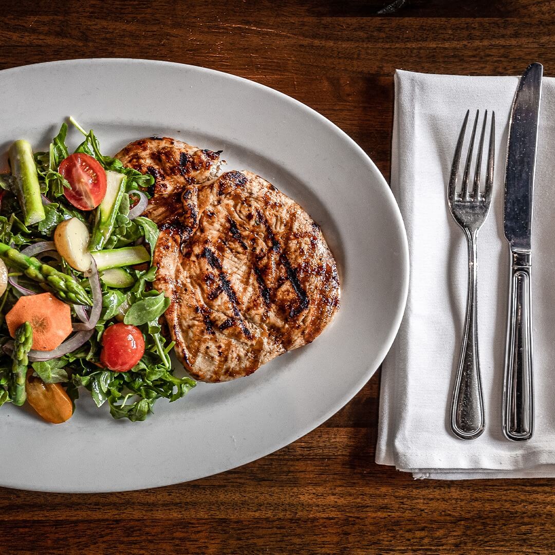 Steak and vegetables at City Cellar