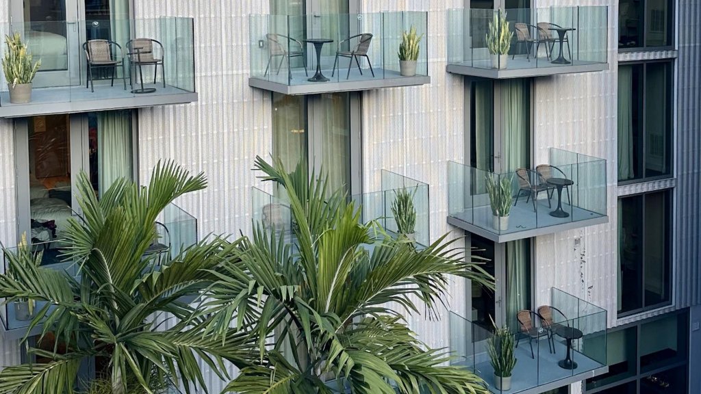 The Ray hotel balconies