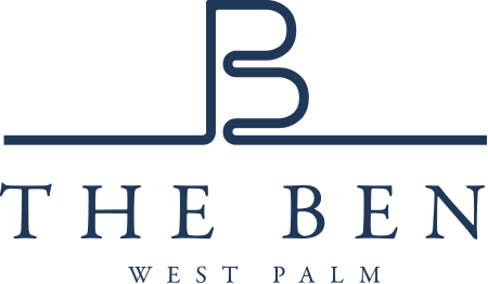 Das Logo von „The Ben West Palm“ mit einem stilisierten Buchstaben B