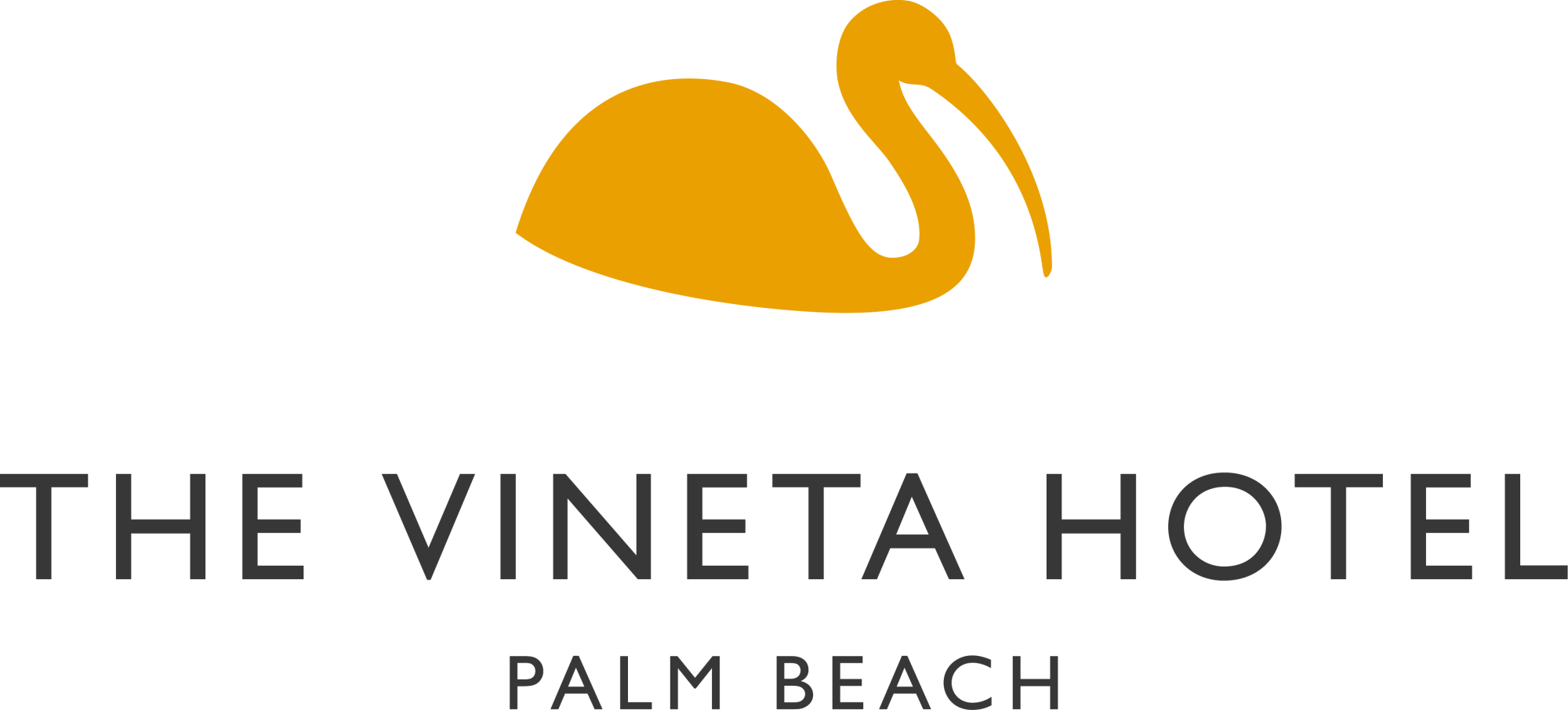 Logo des Vineta Hotels mit einem gelben Kranich oder Reiher